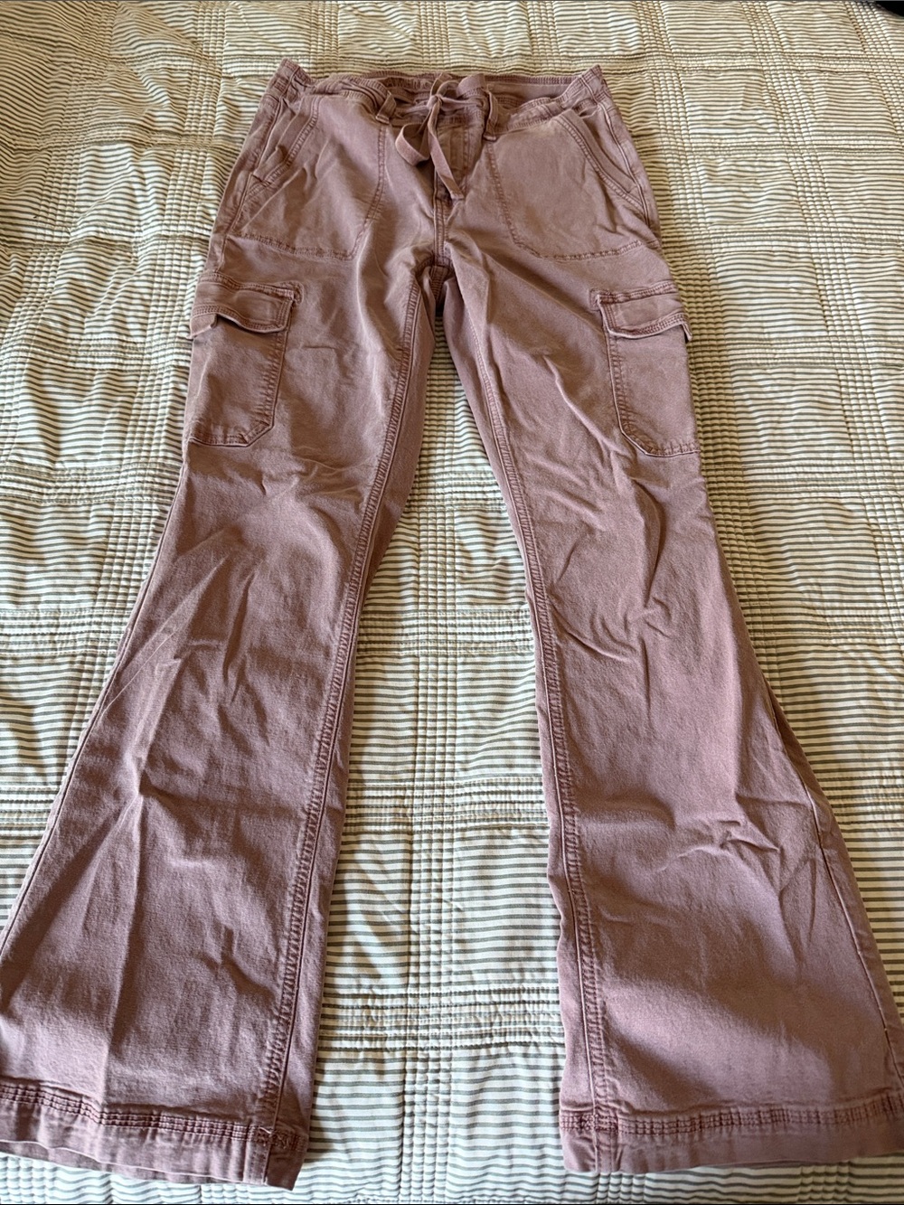 American Eagle Outfitters Dusty Rose Flare Cargo Jeans